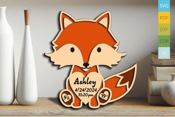 Letrero De Anuncio De Nacimiento De Bebe Recien Nacido De Zorro Creativo Digital